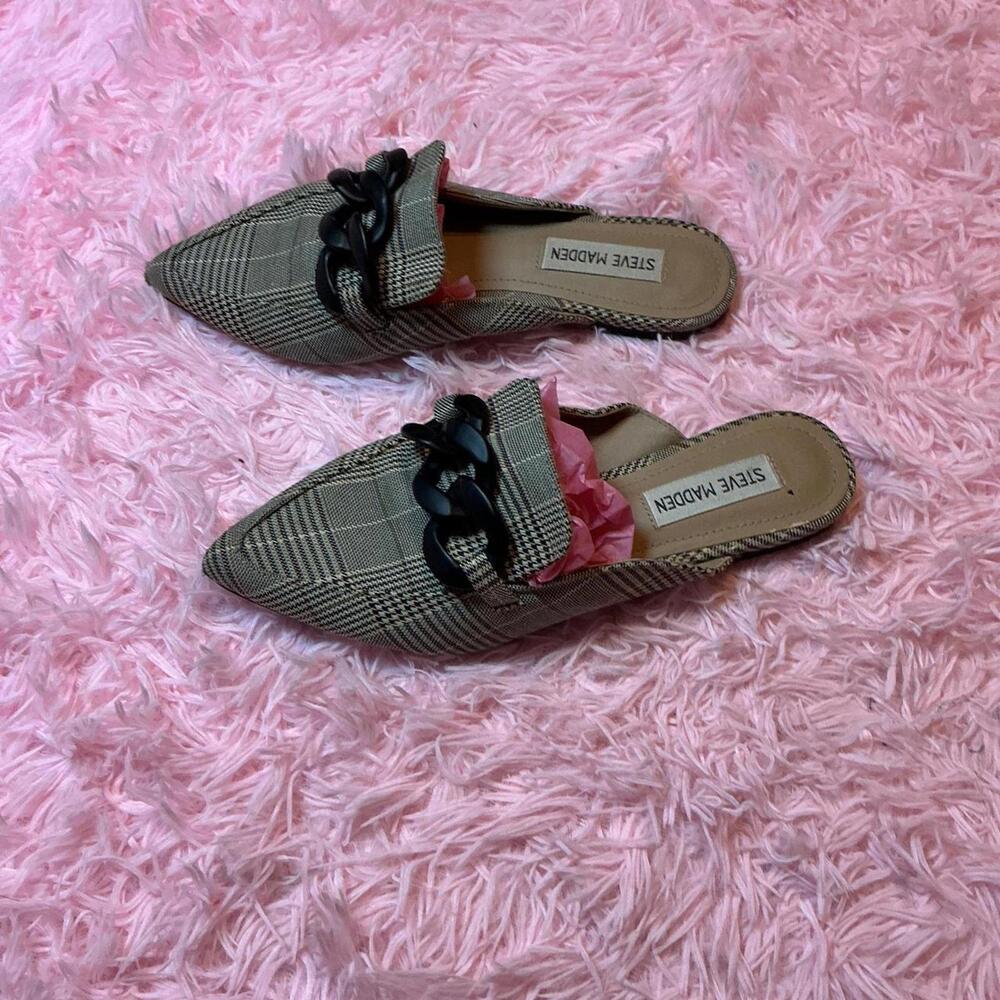 Steve Madden tan plaid mules #mules #flats - Picture 2 of 5